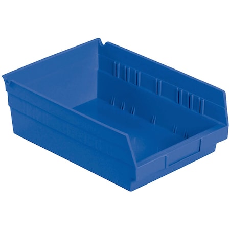 Global Industrial Shelf Storage Bin, Polypropylene, Blue, 4 in H, 8-3/8 in W 184843BL